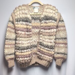 Vintage Elan Blanc Italian Wool Chunky Knit Multicolor Sweater